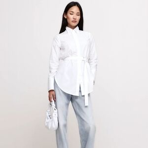 BR Cotton Poplin Belted Tunic Shirt S